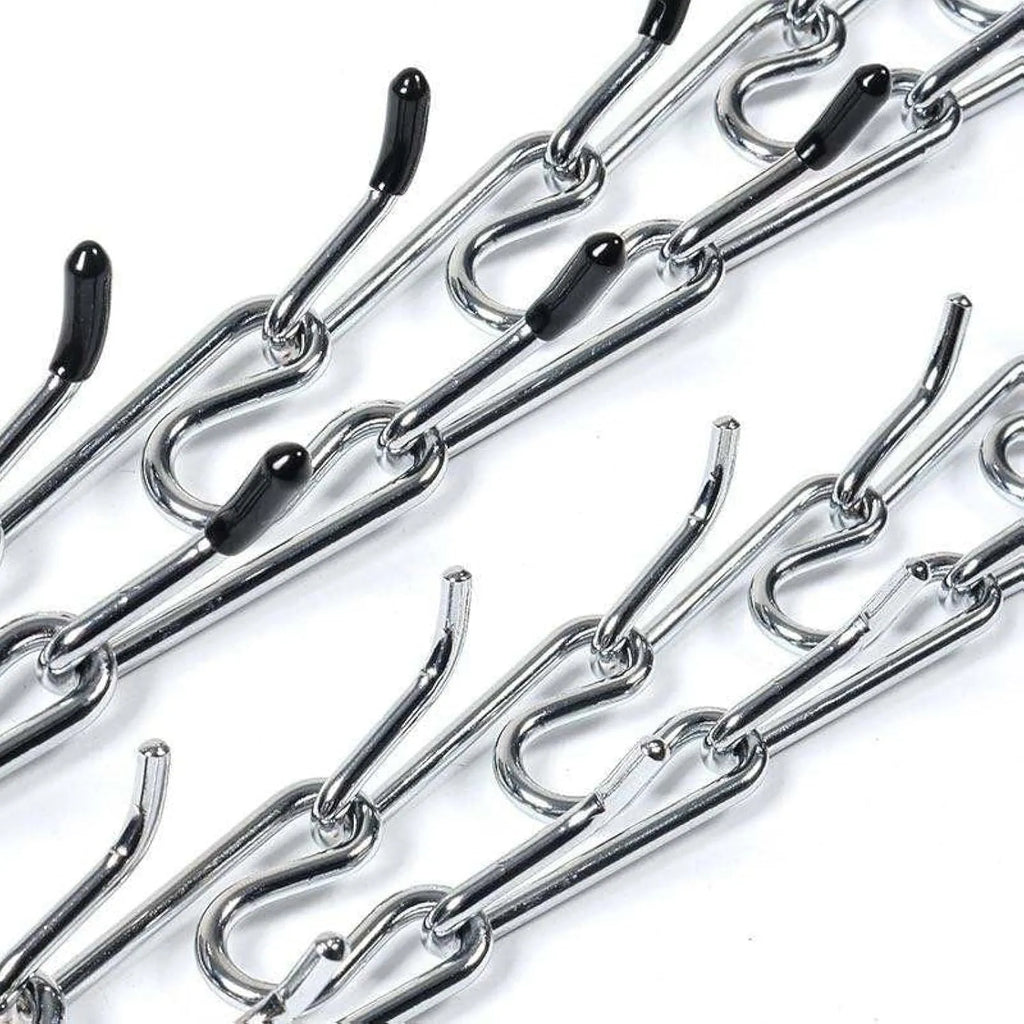 Stainless steel dog training pinch collar with adjustable links and rubber tips on prongs