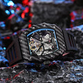 Men's mechanical waterproof watch with luminous hands on rubber strap showing black dial variant