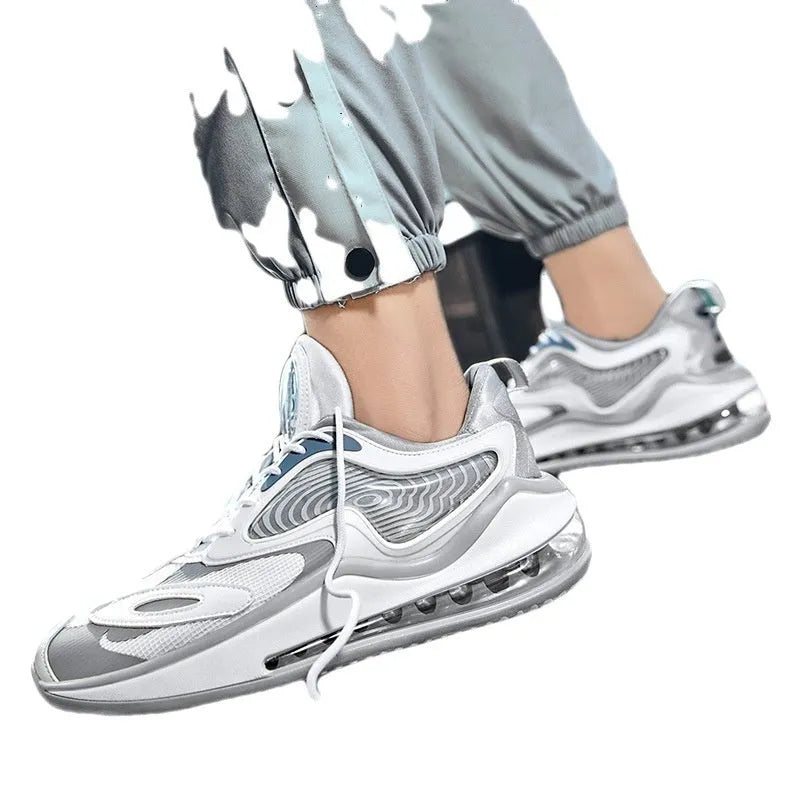 Men's Space Black and Space White height increasing summer casual shoes with air cushion soles