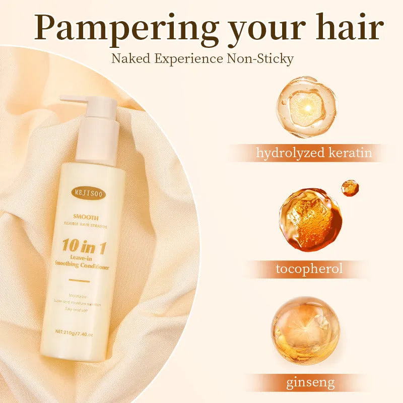 Wash-free soft hair conditioner bottle, 210g net content, for ladies moisturising treatment.
