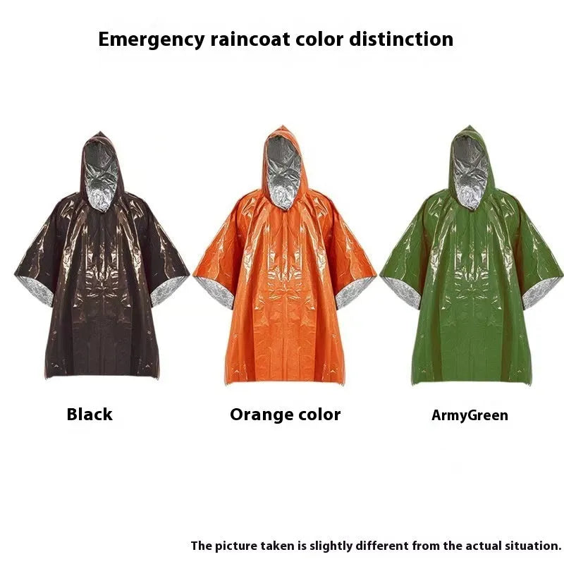 Marathon Wild multifunctional raincoat laid flat showing orange or army green colour and 100x130cm size