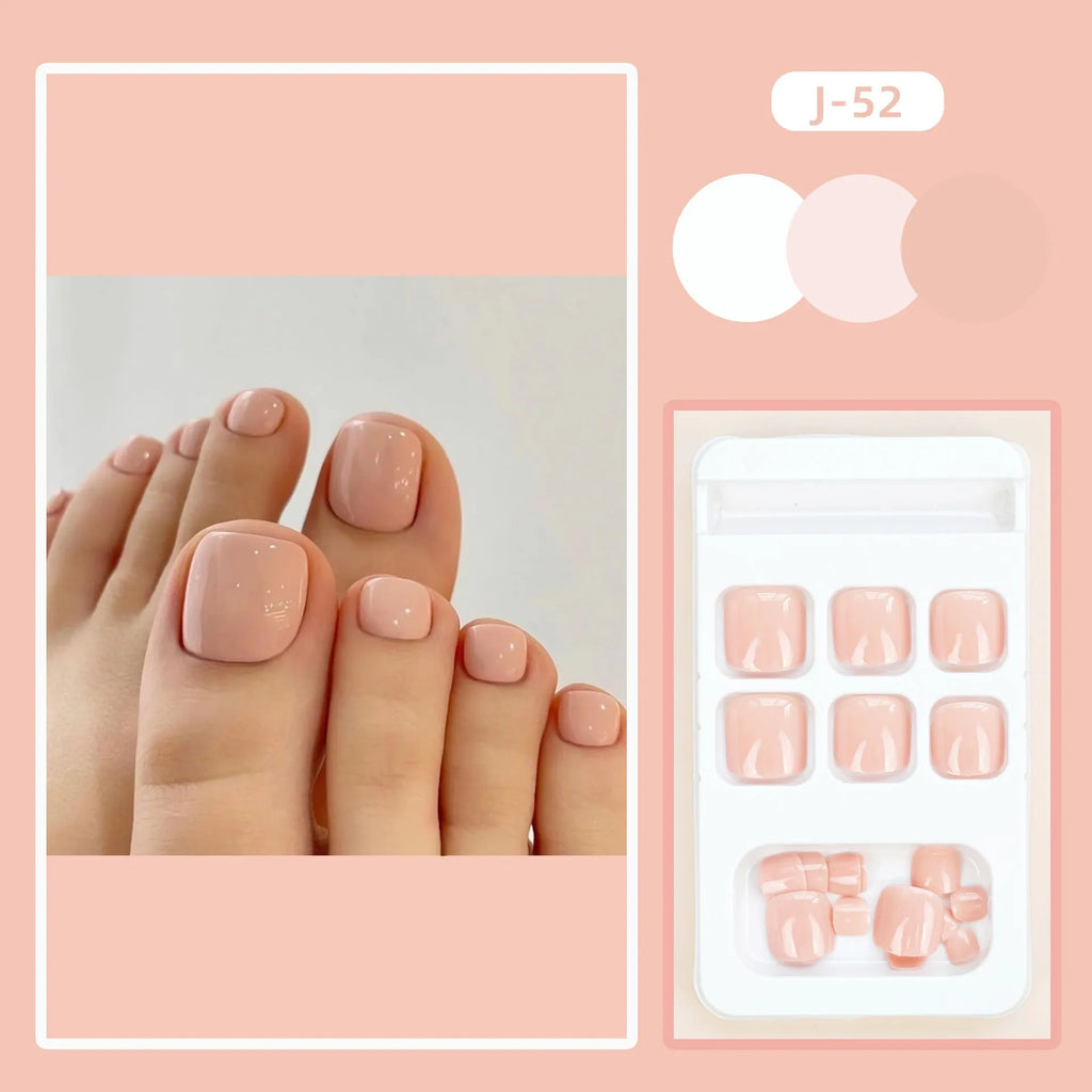 Skin colour J-52 design plastic artificial toe nail stickers with adhesive glue
