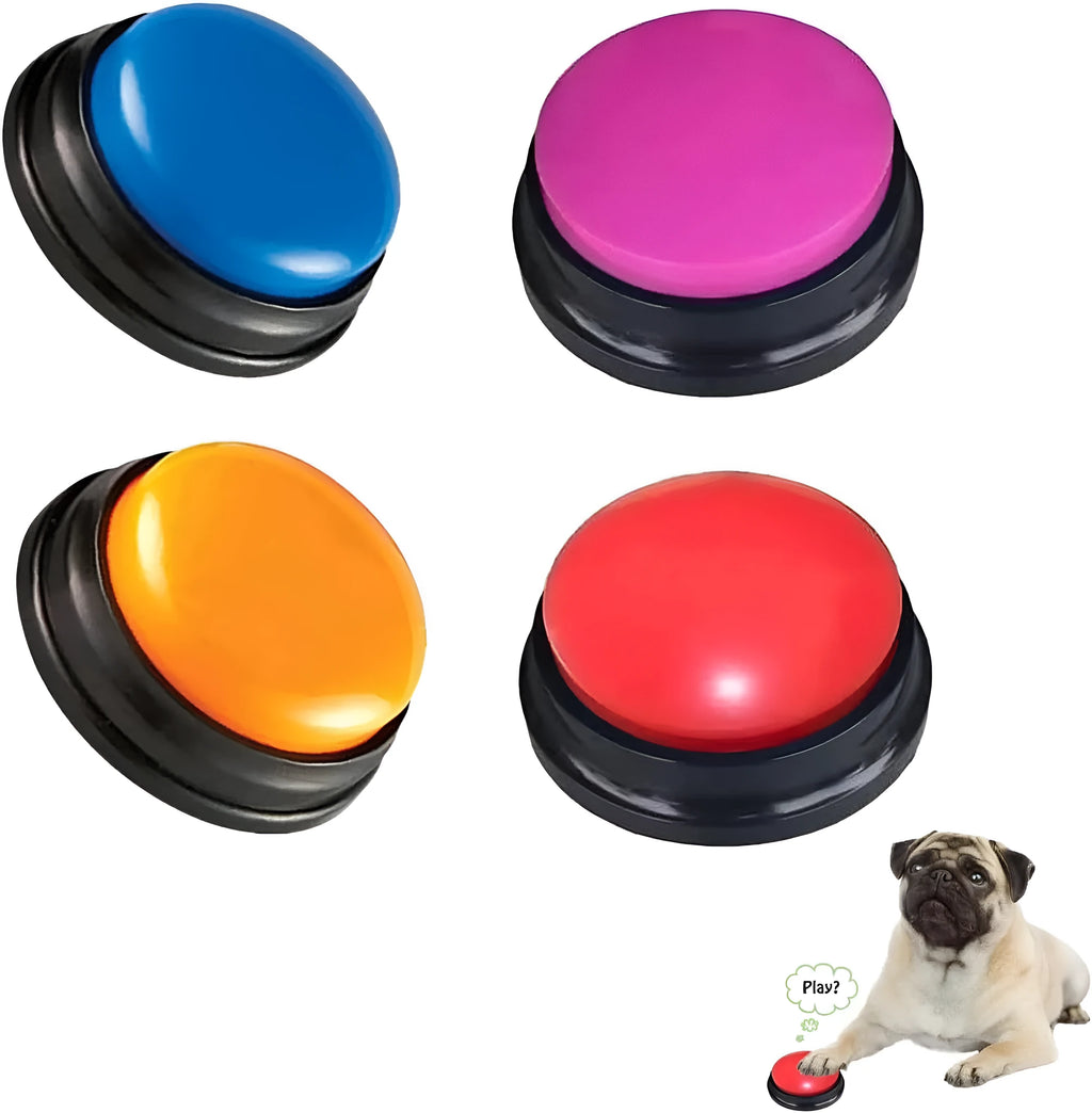 Blue voice recording button for pet training with 30-second record playback.