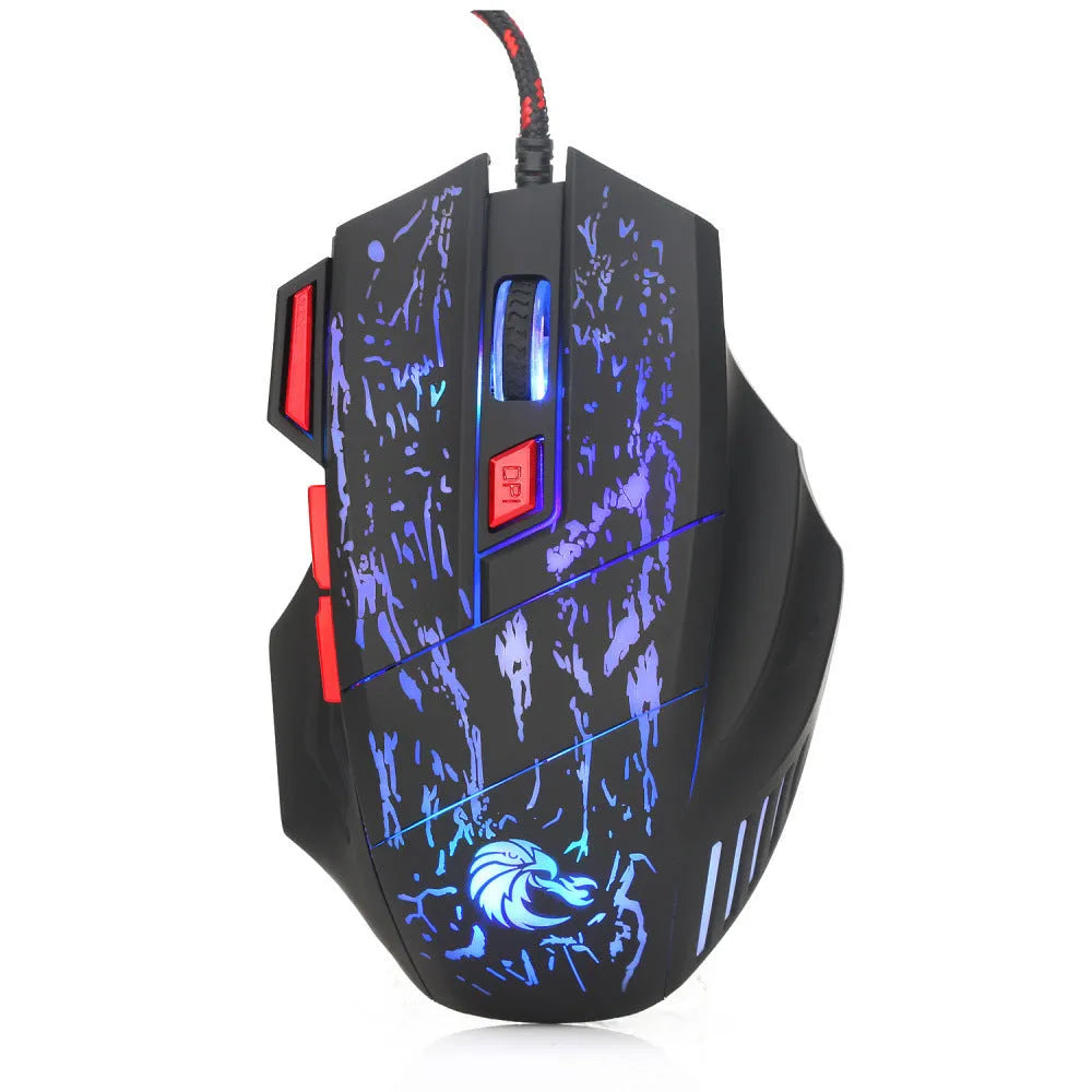 Water Crack design gaming mouse with colourful luminous effects and black H300BK colour