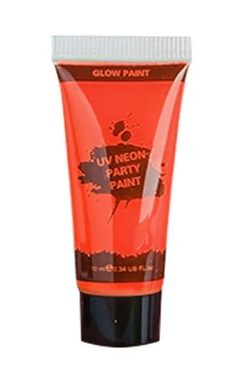 25ml tubes of neon face and body paint in red, yellow, green, purple, orange, and pink colours
