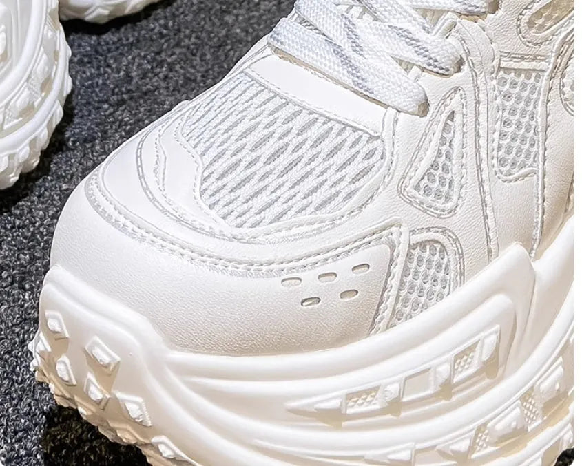 White height increasing insole shoes with lace-up closure and round toe