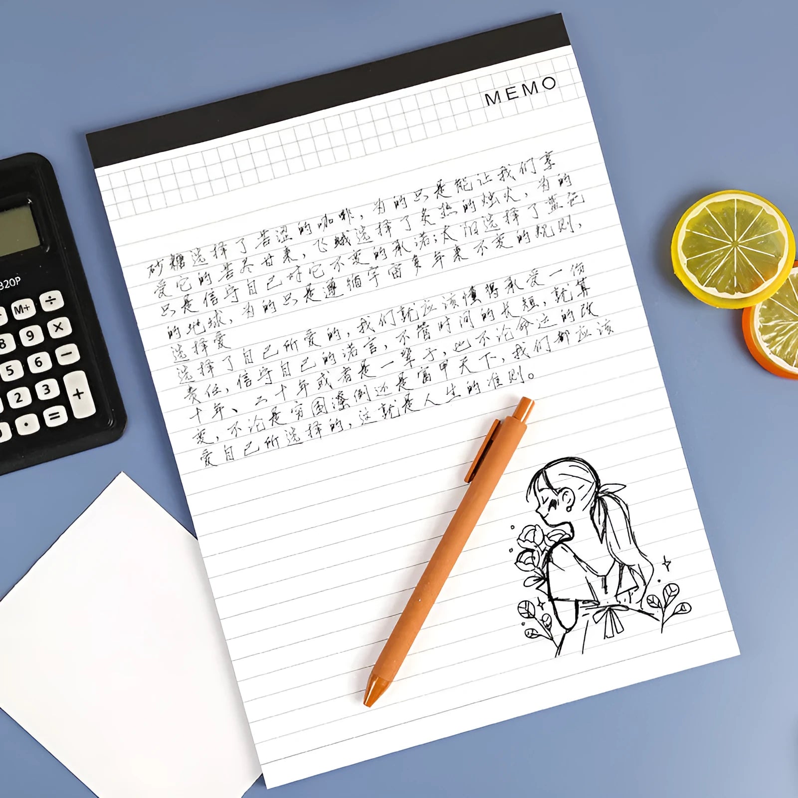 A4 tear-off meeting minutes notebook with wireless adhesive binding showing ivory white grid pages