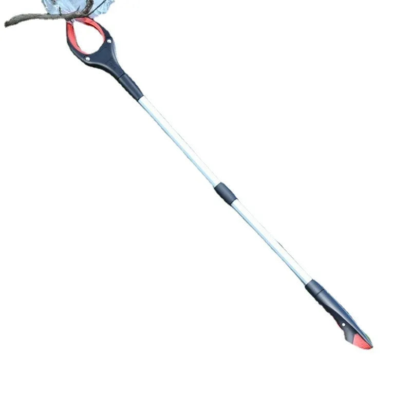 Blue plastic and aluminium alloy sewer pliers for waste pipe maintenance on a white background.