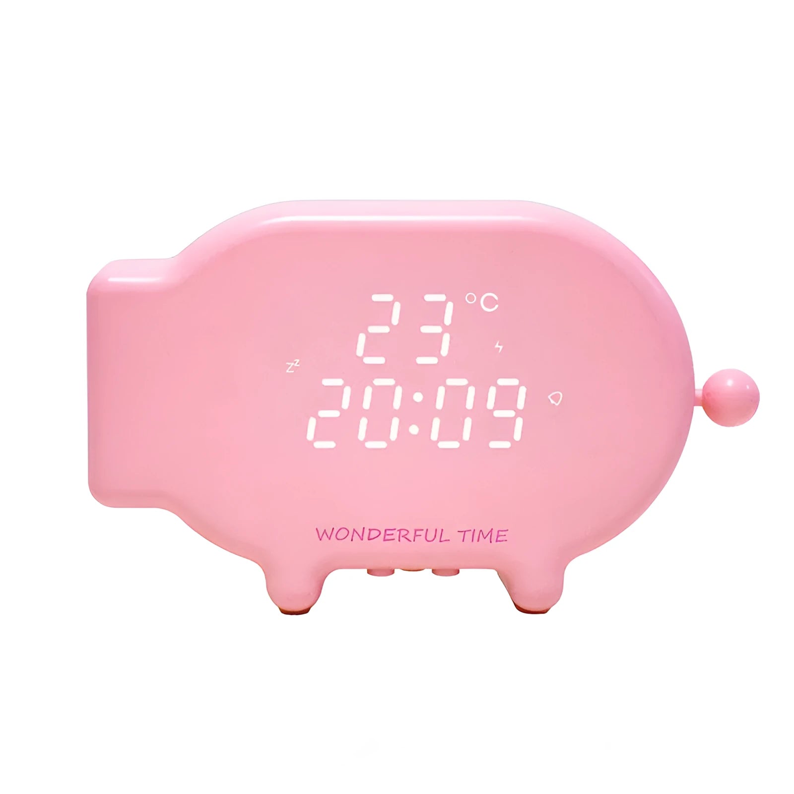 Blue or pink multifunctional LED alarm clock with temperature display and USB charging port