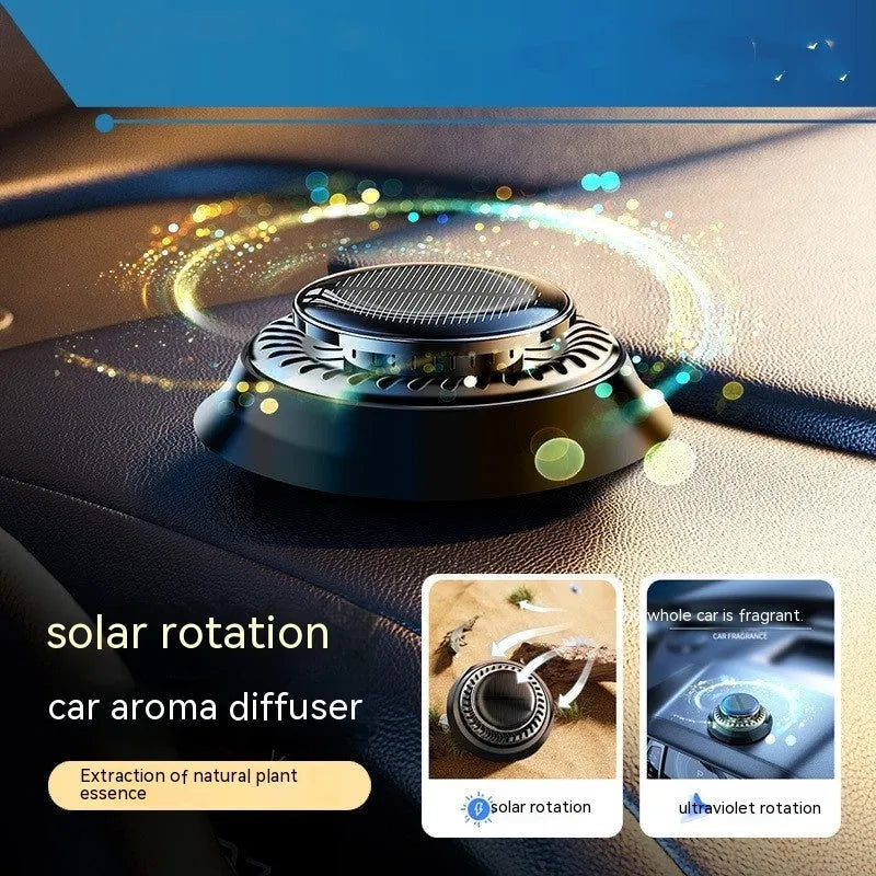 Black solar car aromatherapy decoration with electromagnetic de-icing function on vehicle dashboard