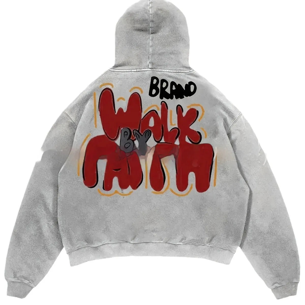 Granny Grey women's hoodie with vintage letter character print on the front.