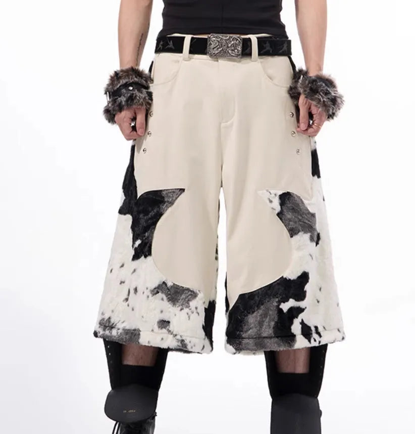 Milk fibre fur cropped pants with personalised pattern options in sizes S M L XL