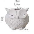 Handmade frosted ceramic owl design succulent flower pot in light pink colour.