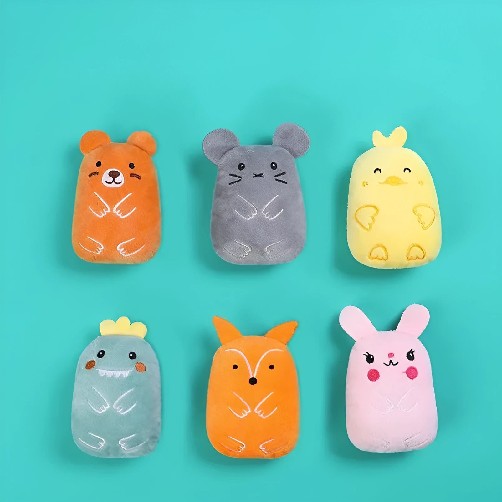 Small brown plush cat toy with catnip for chewing and interactive play.