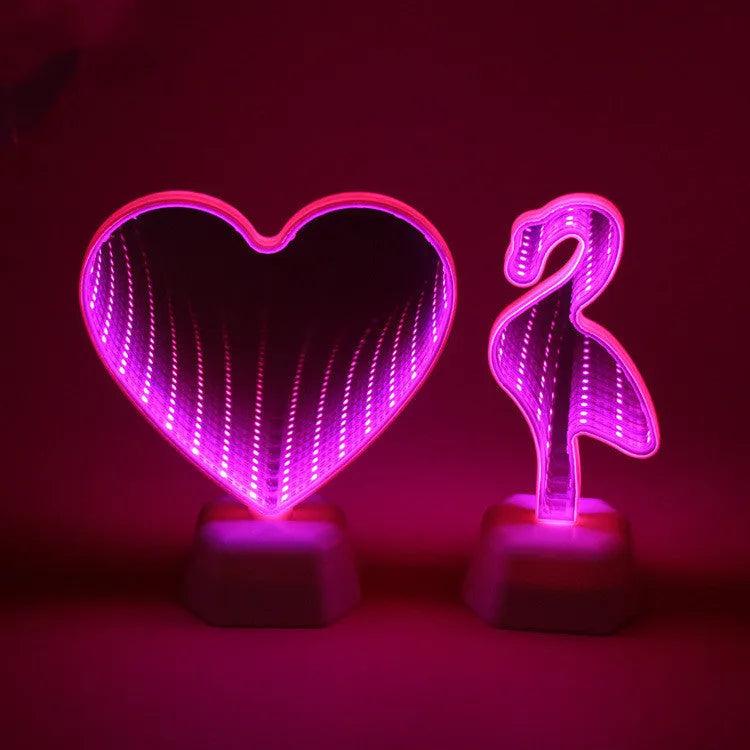 Double-sided LED love tunnel light with rose red illumination measuring 16x7x19cm