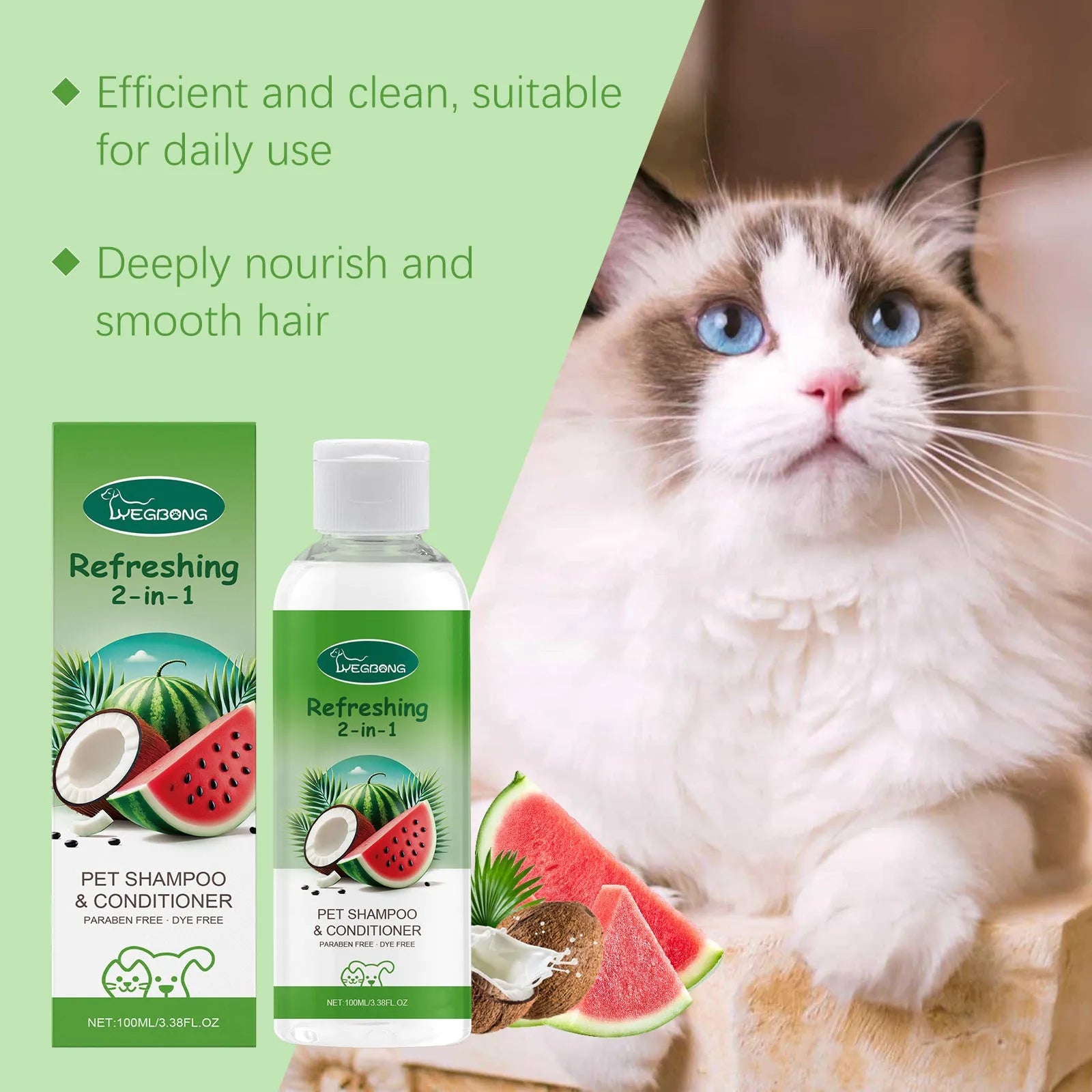 100ml pet 2-in-1 shampoo fragrance shower gel bottle with watermelon and coconut extracts