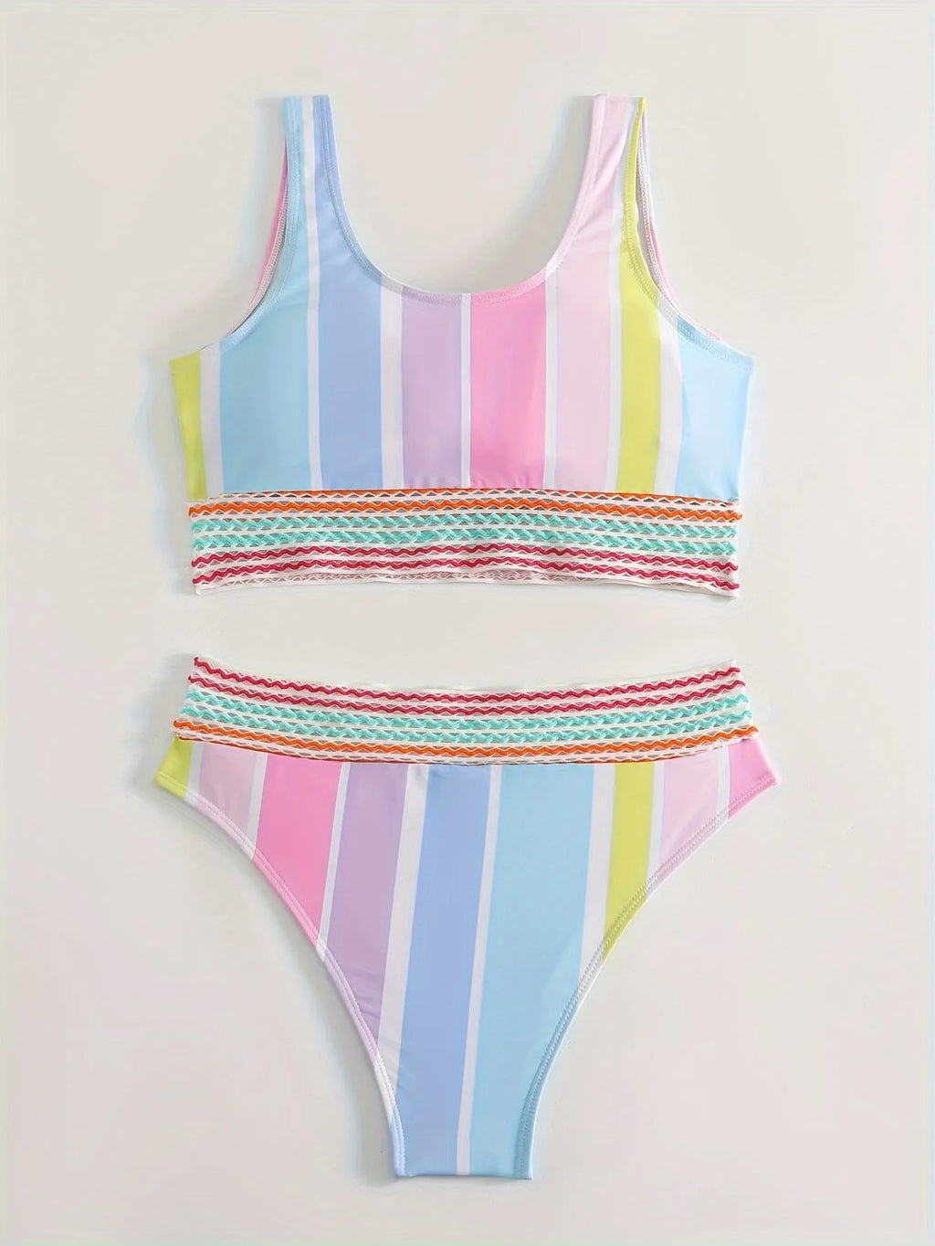 Women's striped two-piece bikini swimwear set for swimming sports activities