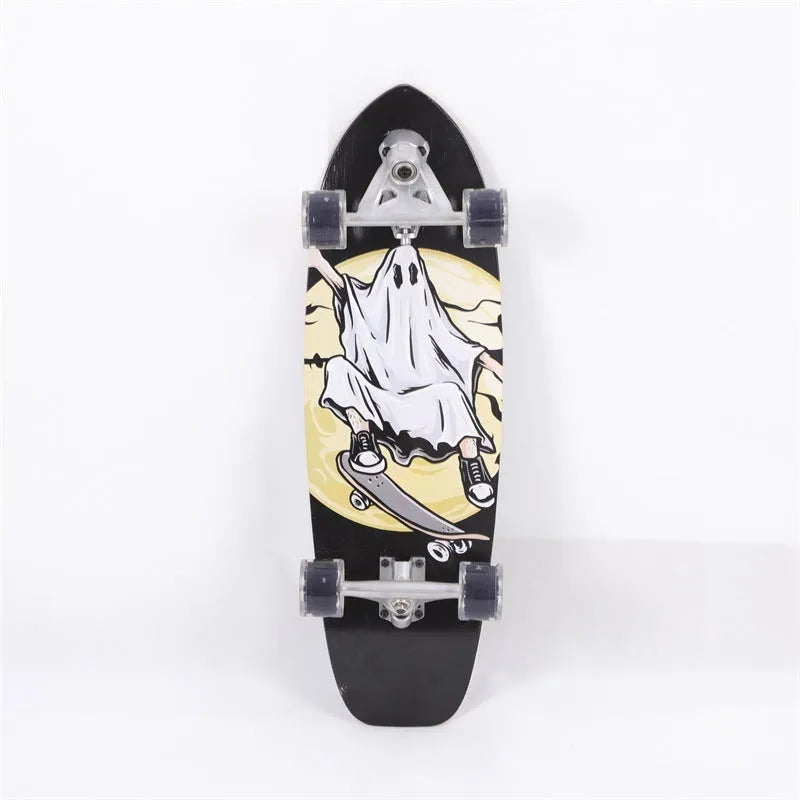 White 31-inch maple wood street scooter skateboard deck