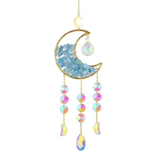 K9 crystal moon car pendant hanging from 420mm chain in multiple colour options