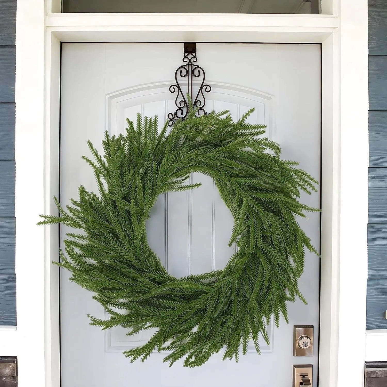 PE plastic front door garland in American country style with green leaves measuring 60cm long