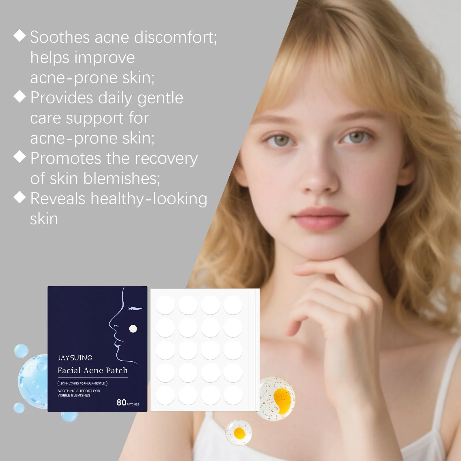 Transparent hydrocolloid acne patches pack of 80 for discreet spot treatment