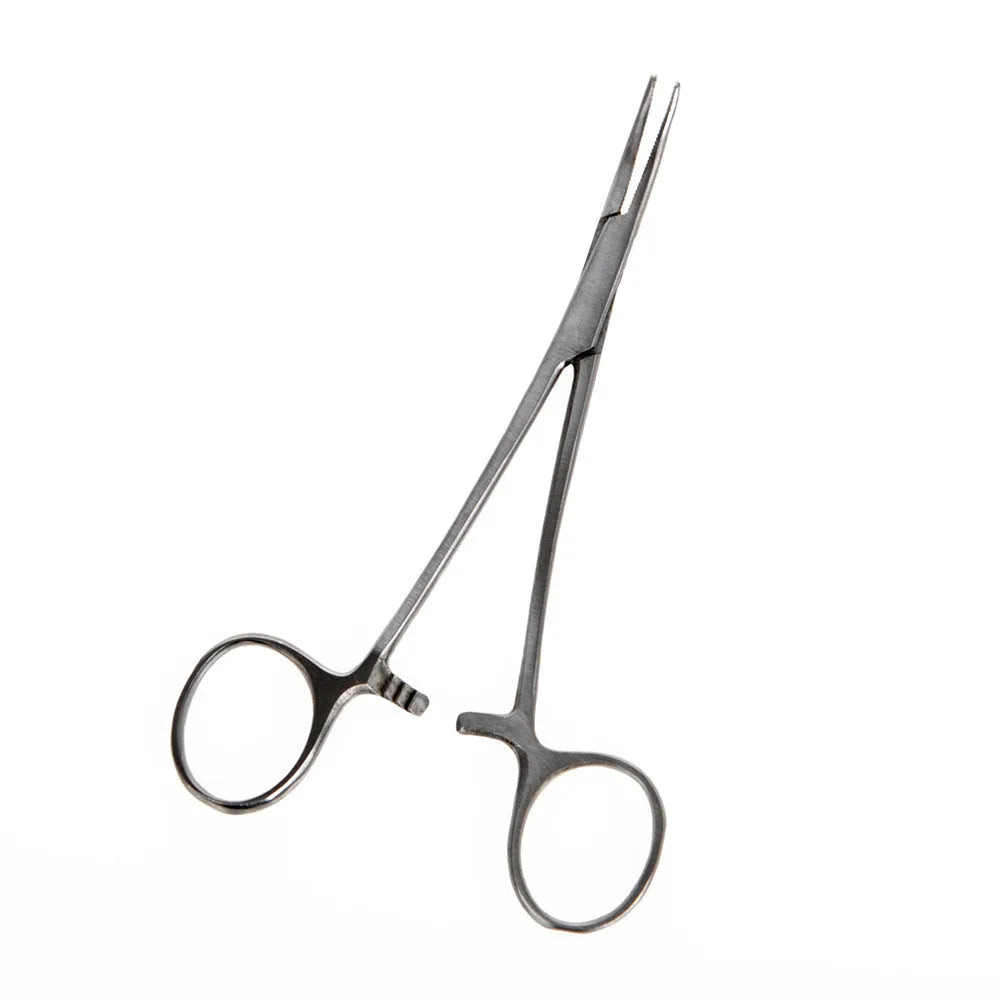 Close up of a 12.5cm stainless steel pet grooming plucking pliers for cat and dog fur removal
