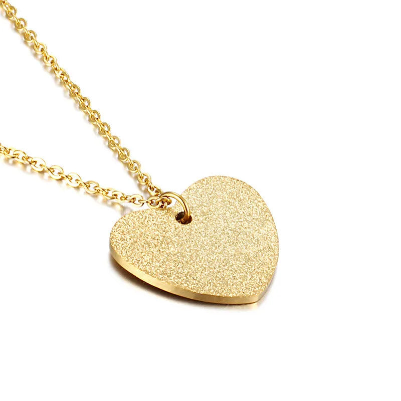 Titanium steel geometric heart-shaped pendant necklace in colour KN25736-Z