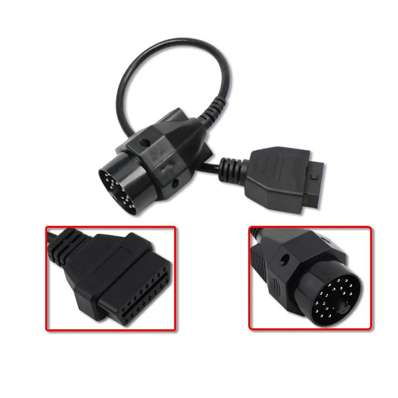 BMW OBD2 diagnostic adapter cable converting 20-pin to 16-pin connector for vehicle scan tools