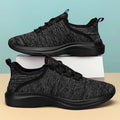 Women's Flyknit mesh casual sneakers in black, pink, or grey with round toe and lace-up front