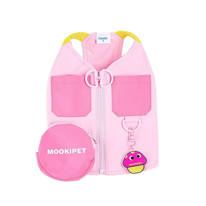 Pink polyester dog vest harness for small breeds including Bichon Frisé, Teddy, and Schnauzer dogs