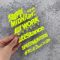 16cm by 11cm reflective motorcycle bumper sticker on PET material in various colour options