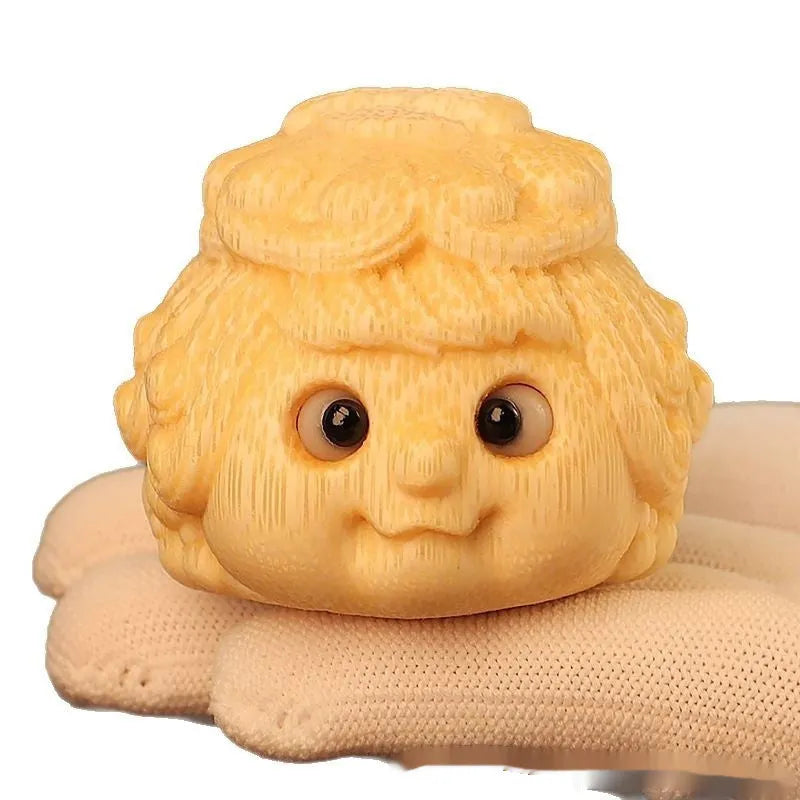 Golden toad Princess ornament carved from solid bamboo for Children's Day decoration