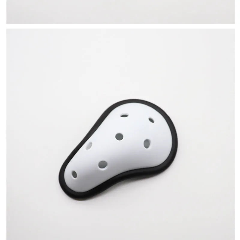 Rubber sports genital protector for adults and children, used in boxing, rugby, hockey, and martial arts.
