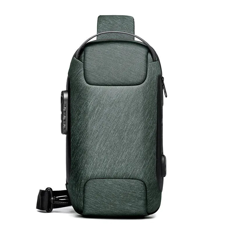 Men's waterproof Oxford cloth anti-theft messenger bag with USB charging port and multiple internal compartments
