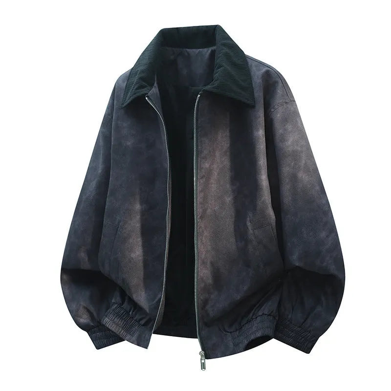 Men's stitching lapel casual jacket with side seam pockets and straight hem in multiple colours
