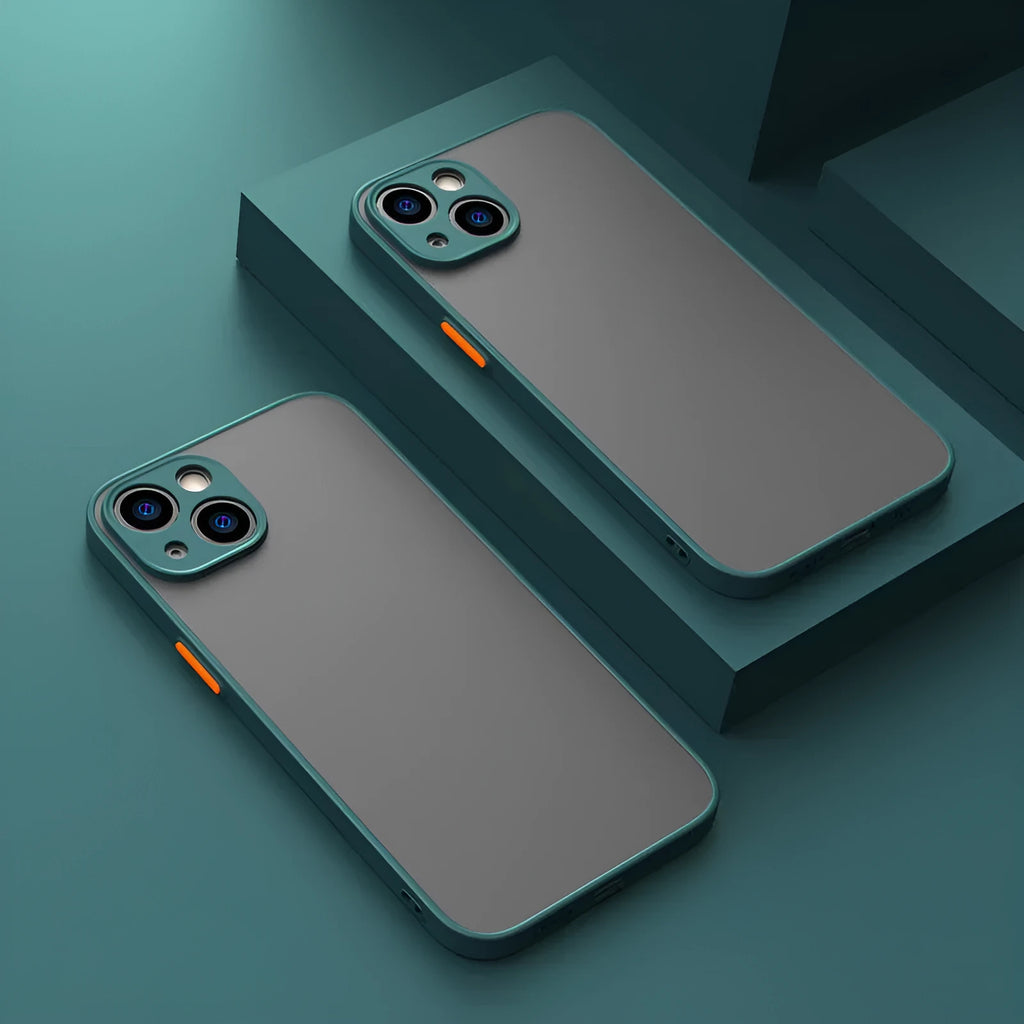 Frosted hard plastic iPhone case in solid colour with fine hole design for anti-fall protection.