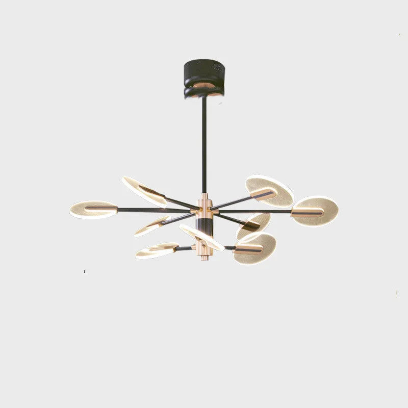Nordic style iron and acrylic LED chandelier pendant lamp with multiple light heads.