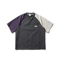 Dark grey men's t-shirt with contrasting colour raglan sleeves in loose fit