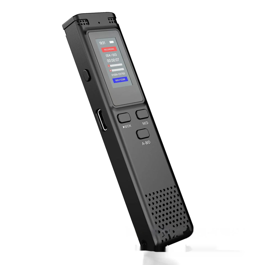 Black 32GB recording pen with HD noise reduction, compact design, ABS shell, 103x2.5x12mm