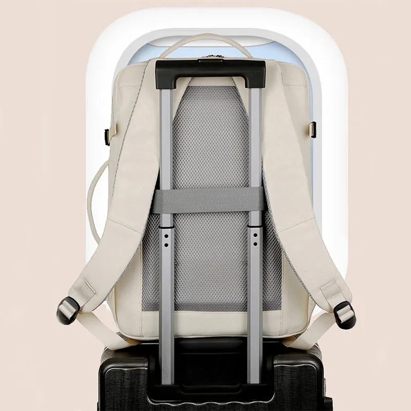 Waterproof Oxford cloth backpack in multiple colours showing laptop compartment and multiple pockets