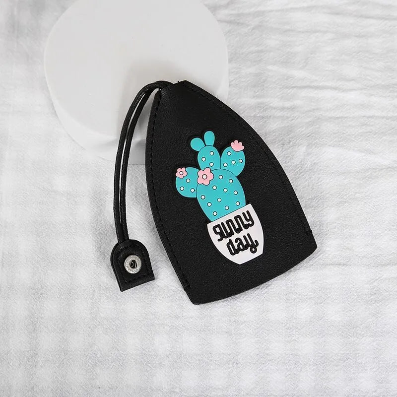 Cartoon style pull-out car key case made from PU leather in assorted designs