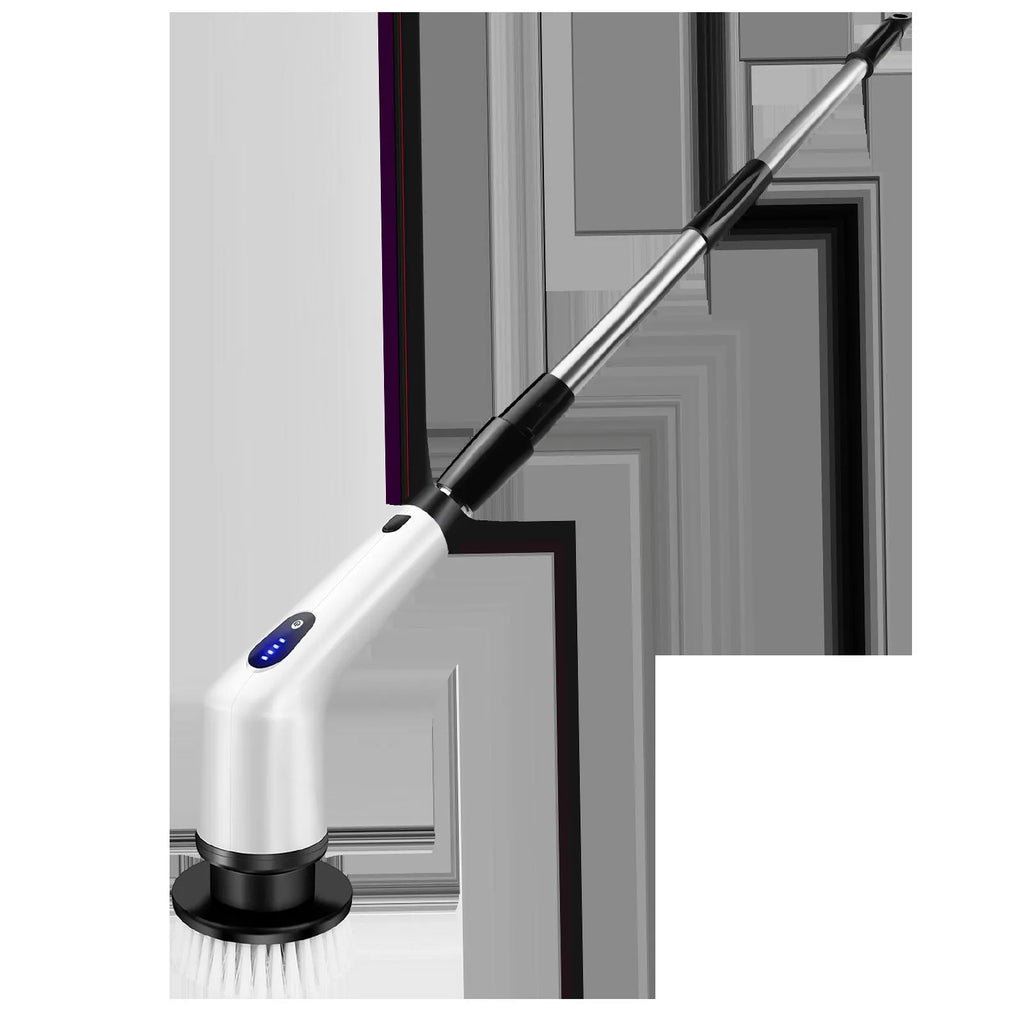 White lithium rechargeable handheld cleaning ball with rotating brush on a hard floor.
