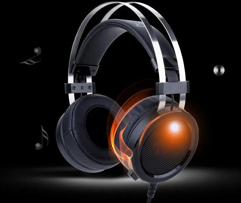 Black wired gaming headset with 3.5mm jack and 2 metre cable