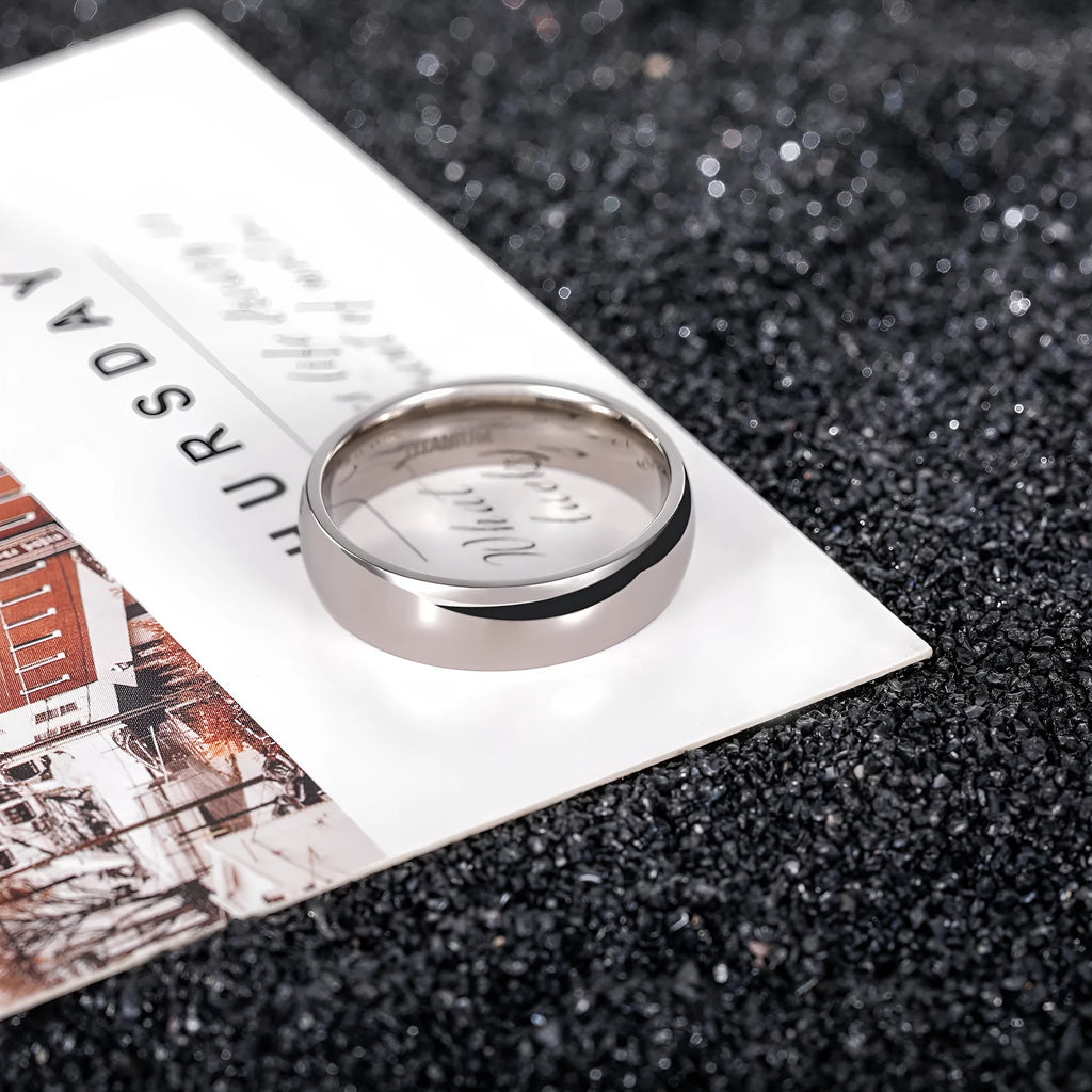 Silver pure titanium unisex ring with grinding finish available in 2mm 4mm 6mm 8mm widths
