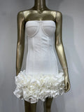 Women's urban style dress in polyester fabric with mid waist design