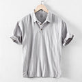 Men's linen cotton blend casual shirt in loose fit showing colour options