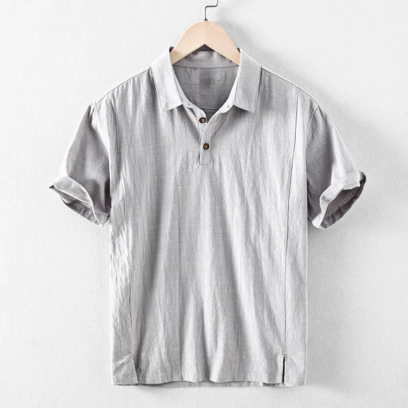 Men's linen cotton blend casual shirt in loose fit showing colour options