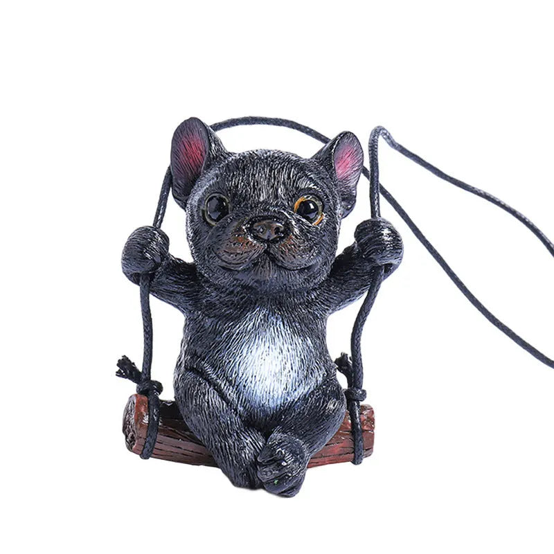 Resin cartoon bulldog car hanging ornament for rearview mirror in multiple colour options