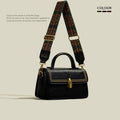 Women's retro messenger bag in PU leather with internal phone and file pockets in black colour