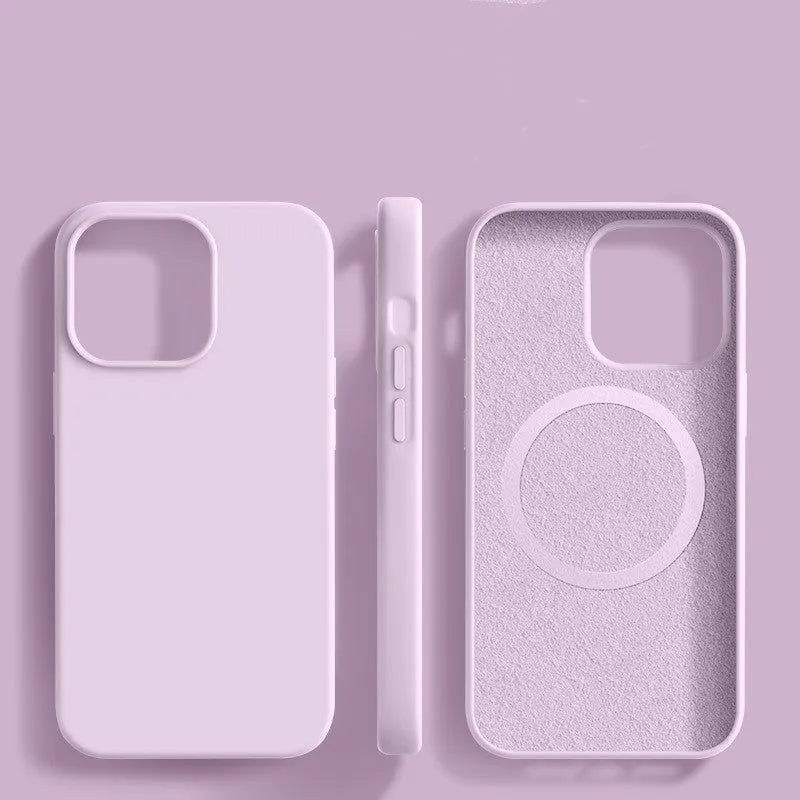 Liquid silicone phone case with frosted finish and magnetic design for iPhone models